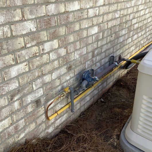 a close up of a brick building