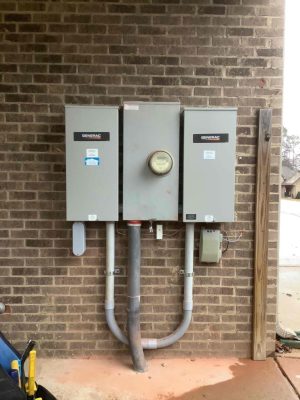 a close up of a brick building