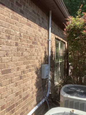 a close up of a brick building