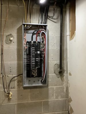 a telephone box in a room